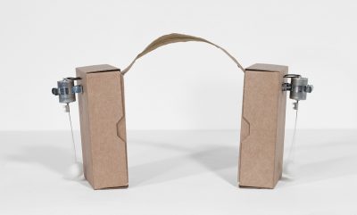 Zimoun 2 prepared dc-motors, cotton balls, cardboard boxes 16.5x12x5cm