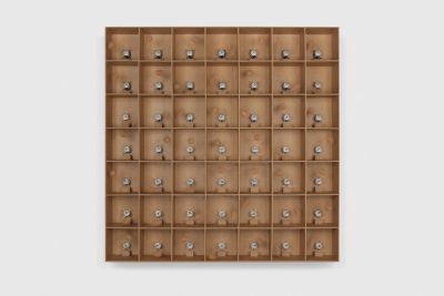 Zimoun 49 prepared dc-motors, cork balls, mdf boxes 13x13x13cm