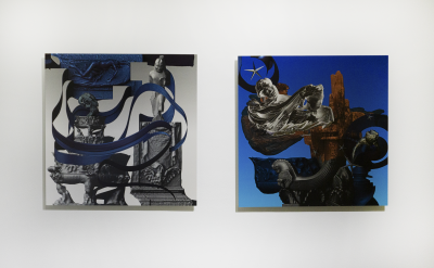 Auriea Harvey Left to right: Fate, 2023; and Constellation, 2023 Each: Archival print on Hahnemühle metallic rag 30 x 30 in / 76.2 x 76.2 cm Edition of 3, 1 AP