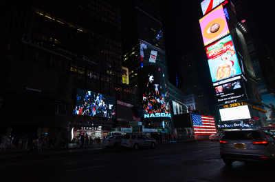 Storming Times Square by Daniel Canogar, 2014