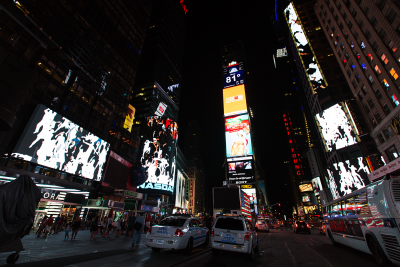 Storming Times Square by Daniel Canogar, 2014