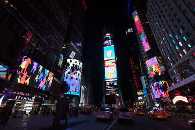 Storming Times Square by Daniel Canogar, 2014