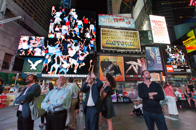 Storming Times Square by Daniel Canogar, 2014