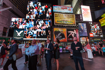 Storming Times Square by Daniel Canogar, 2014