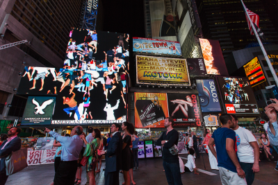 Storming Times Square by Daniel Canogar, 2014