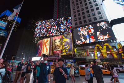 Storming Times Square by Daniel Canogar, 2014