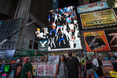 Storming Times Square by Daniel Canogar, 2014