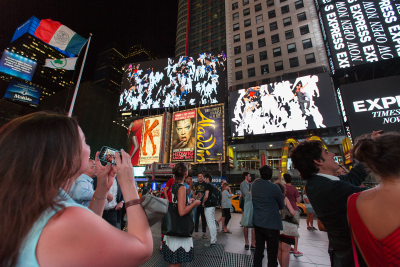 Storming Times Square by Daniel Canogar, 2014