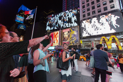 Storming Times Square by Daniel Canogar, 2014