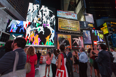 Storming Times Square by Daniel Canogar, 2014